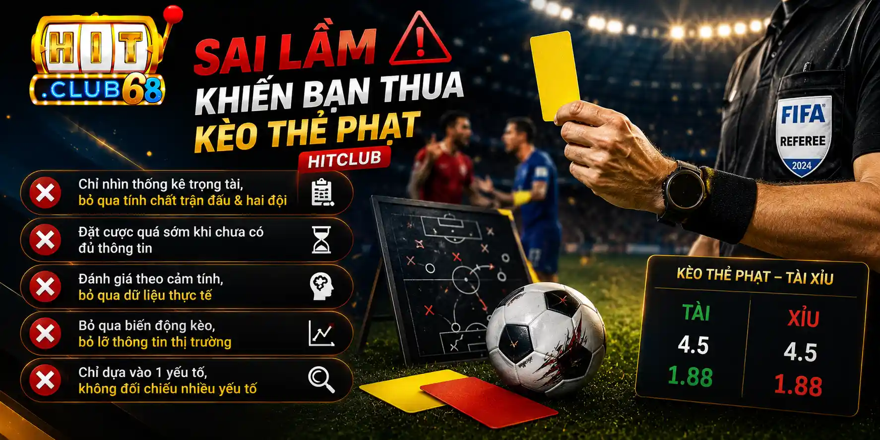 Kèo Thẻ Phạt Hitclub: 5 Bí Quyết Đọc Vị Trọng Tài Chính Xác Sai lầm khiến người chơi thua kèo thẻ phạt Hitclub